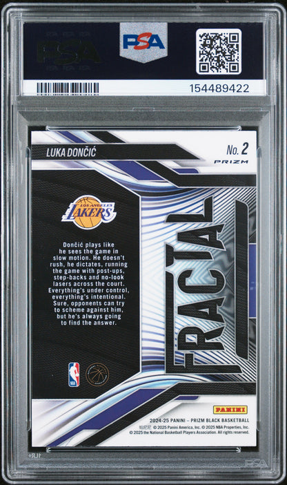 2024 Panini Prizm Black Fractal Silver Prizm #2 Luka Doncic PSA 10