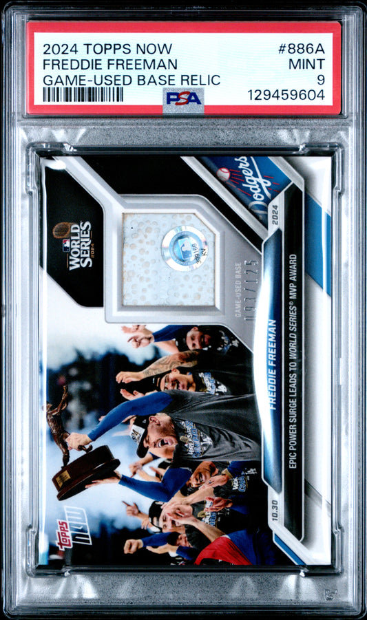 2024 Topps Now Game-Used Base Relic /125 #886A Freddie Freeman PSA 9