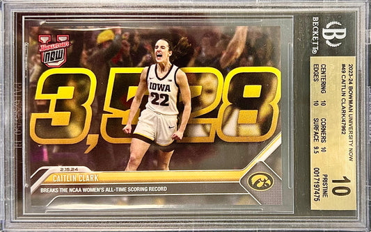 2023-24 Bowman University Now #49 Caitlin Clark BGS 10