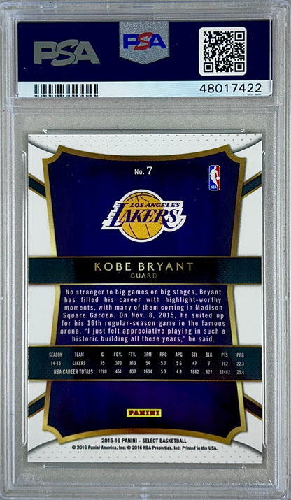 2015-16 Panini Select #7 Kobe Bryant PSA 10
