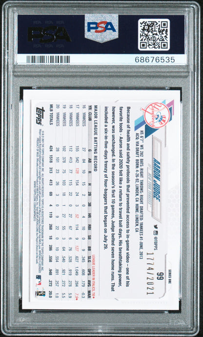 2021 Topps Gold /2021 #99 Aaron Judge PSA 9