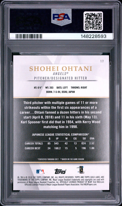 2018 Topps Gold Label Class 1 #17 Shohei Ohtani PSA 8