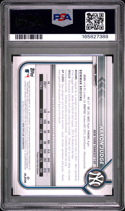 2022 Bowman Green Pattern /99 #2 Aaron Judge PSA 10