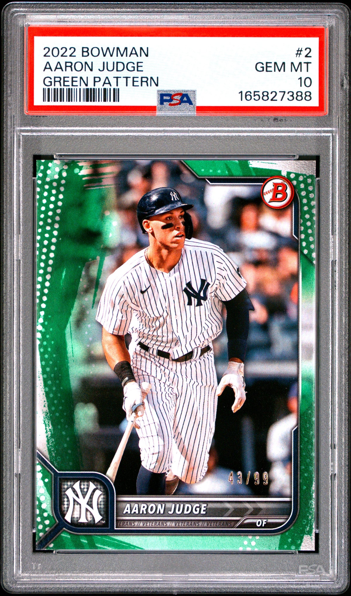 2022 Bowman Green Pattern /99 #2 Aaron Judge PSA 10