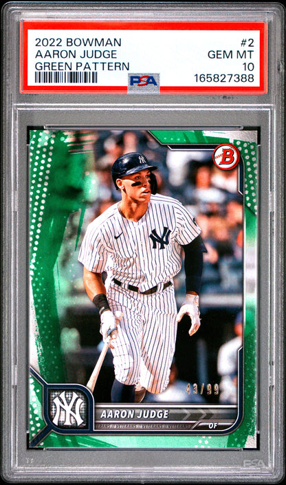 2022 Bowman Green Pattern /99 #2 Aaron Judge PSA 10