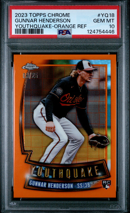 2023 Topps Chrome Youthquake Orange /25 Gunnar Henderson #YQ-18 PSA 10