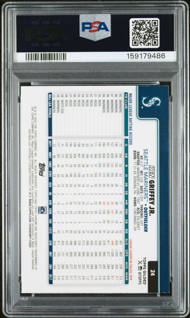 2025 Topps Gilded Gold Wave /75 #24 Ken Griffey Jr. PSA 9 - Back