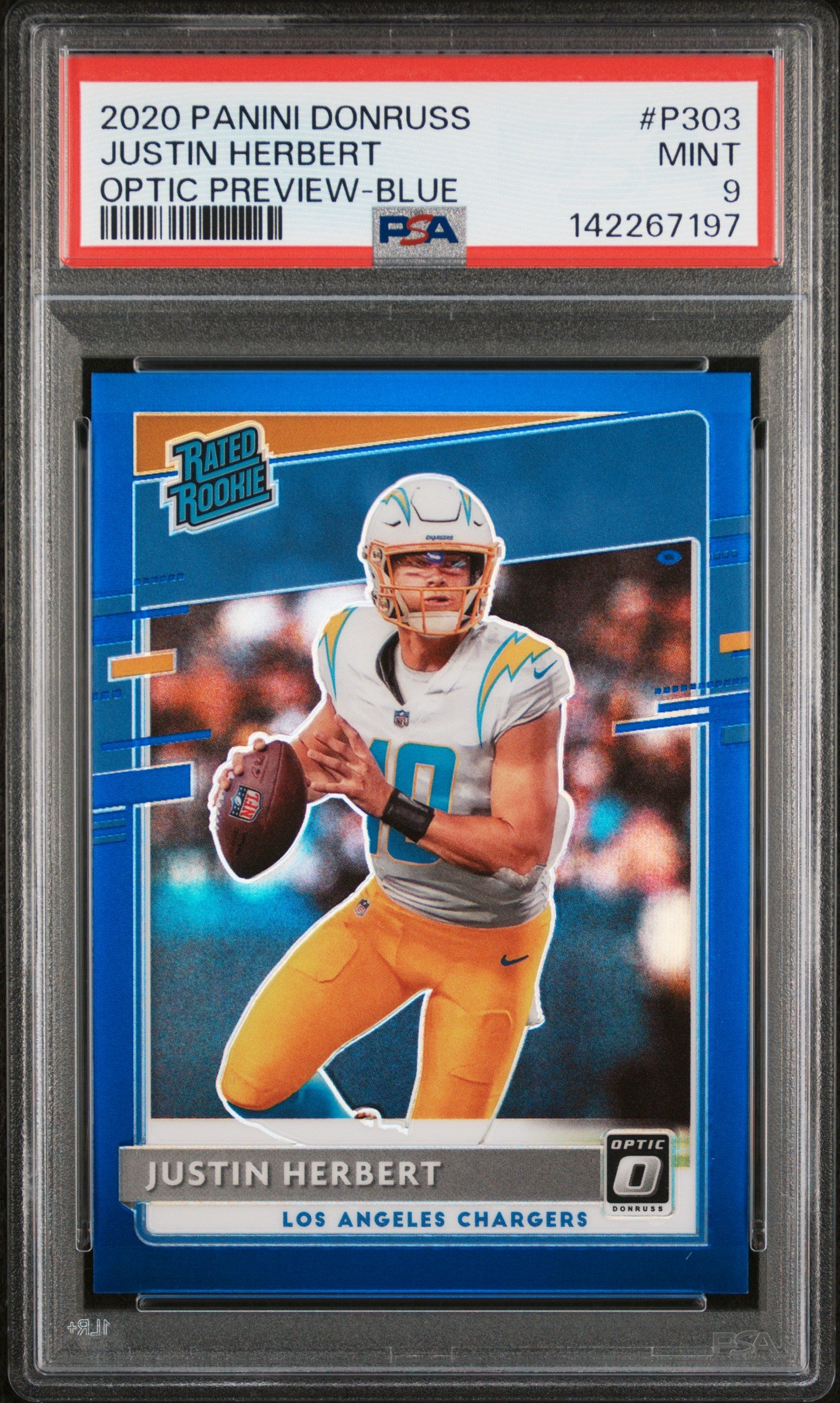 2020 Panini Donruss Optic Preview Blue /125 #P303 Justin Herbert PSA 9