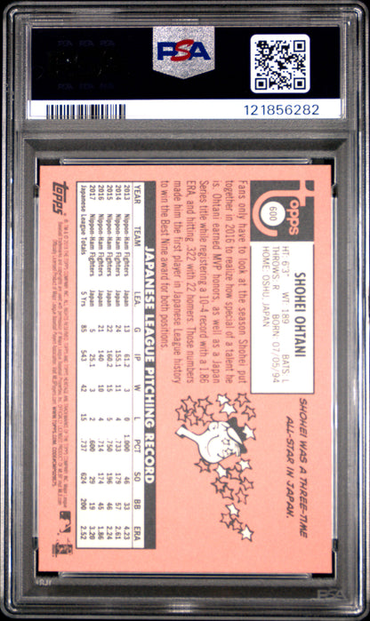 2018 Topps Heritage #600 Shohei Ohtani PSA 10