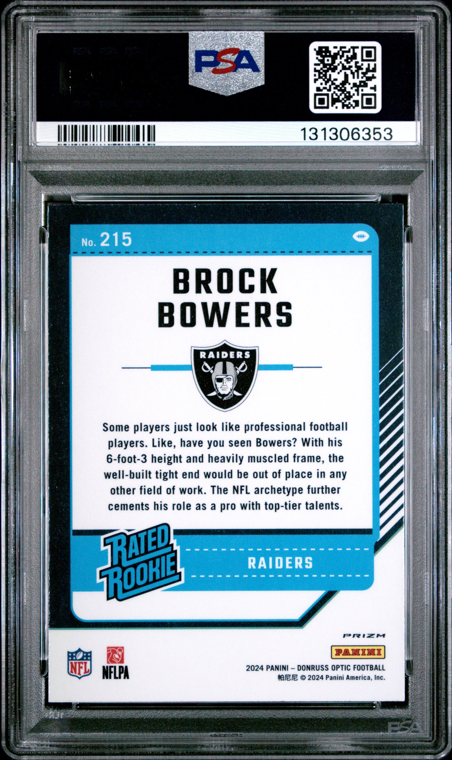 2024 Panini Donruss Optic Holo #215 Brock Bowers PSA 10