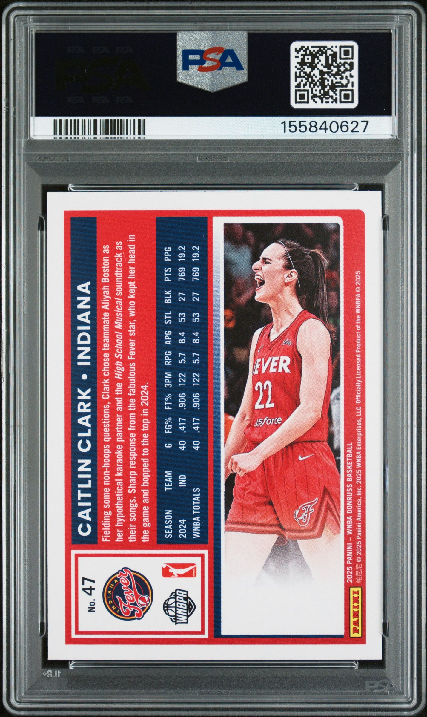 2025 Panini Donruss WNBA Holo #47 Caitlin Clark PSA 9