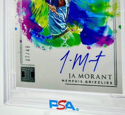 2020-21 Panini Impeccable Canvas Creations Autographs /49: #CC-JAM Ja Morant (PSA 8 / Auto 10)