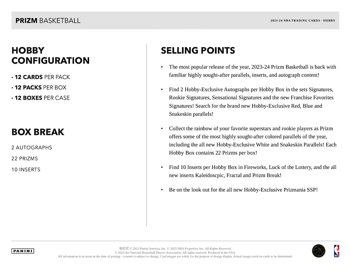 2023-24 Panini Prizm Basketball Hobby Box