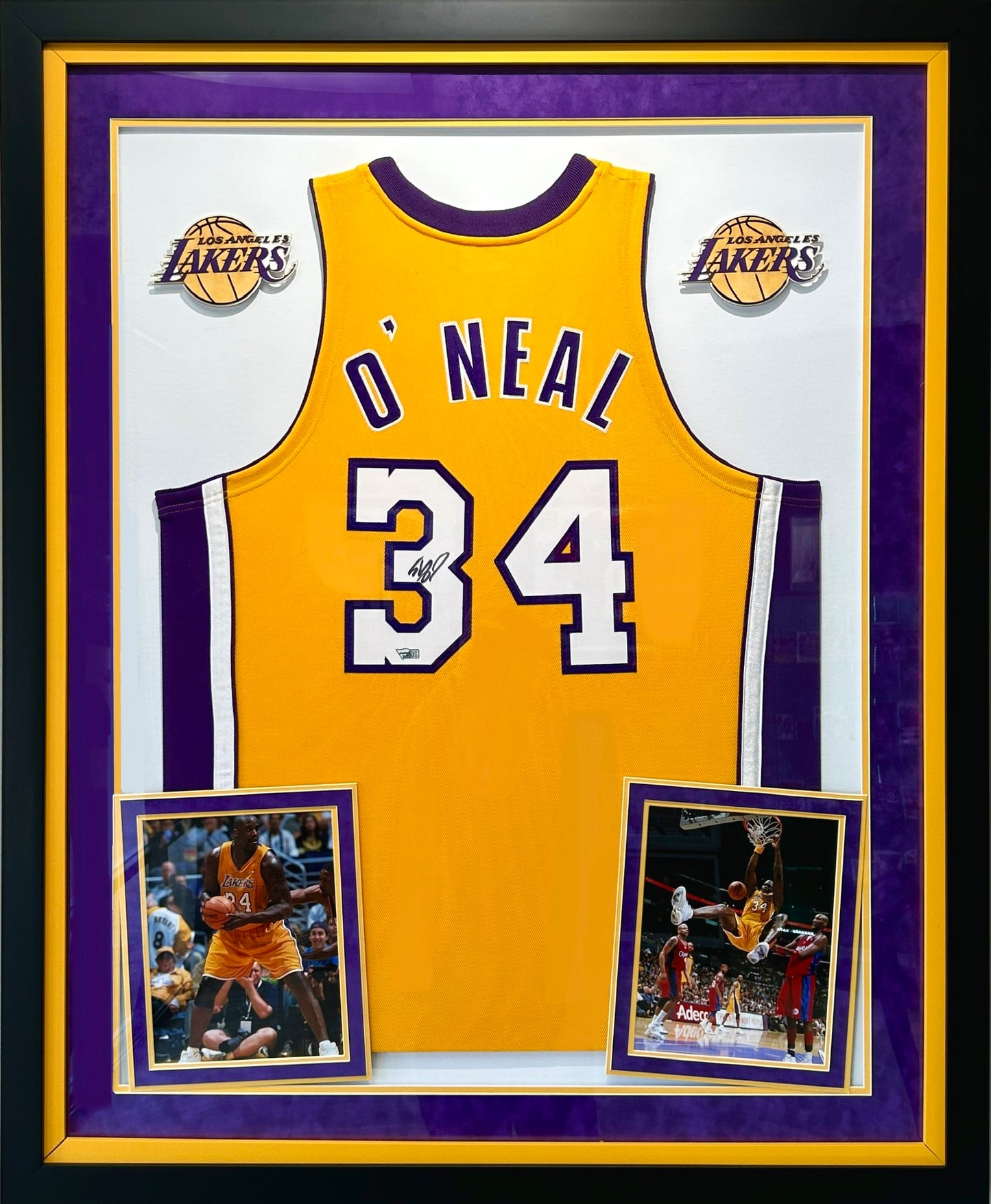 Shaquille O'Neal Deluxe Framed Los Angeles Lakers Autographed 2000 NBA Finals Patch Mitchell & Ness Authentic Jersey