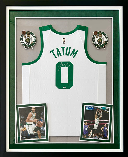 Jayson Tatum Deluxe Framed White Boston Celtics Autographed Year 0 Nike Swingman Jersey