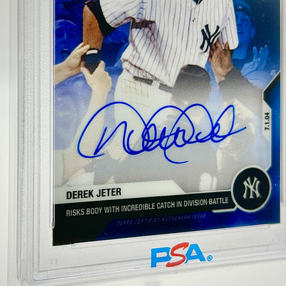 2020 Topps Now Chrome Career Retrospective Auto Blue Refractor 37/49: #DJ-3B Derek Jeter (PSA 9)