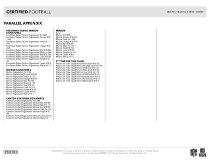 2023 Panini Certified Football Hobby Sealed Case (16 boxes)