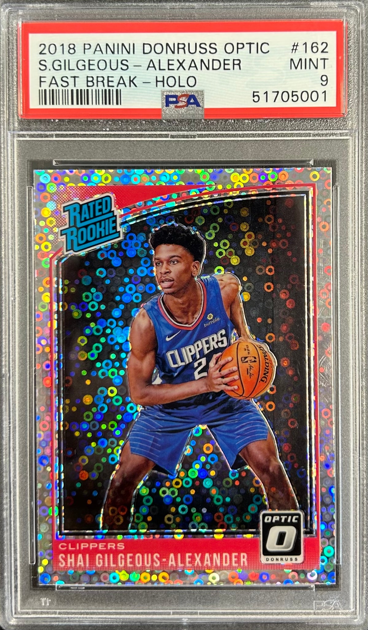 2018 Panini Donruss Optic Fast Break Holo #162 Shai Gilgeous-Alexander PSA 9