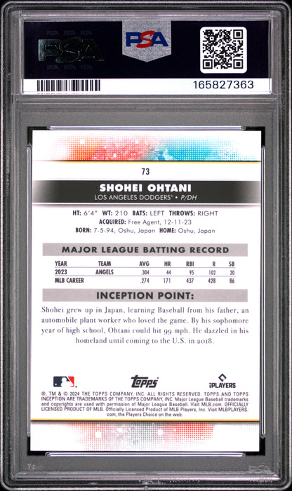 2024 Topps Inception #73 Shohei Ohtani PSA 10