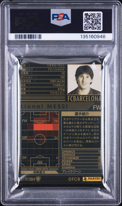 2009 Panini WCCF Intercontinental Clubs #319 Lionel Messi PSA 8