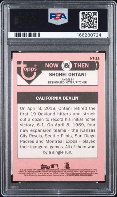 2018 Topps Heritage Now & Then #NT-11 Shohei Ohtani PSA 9 - Back