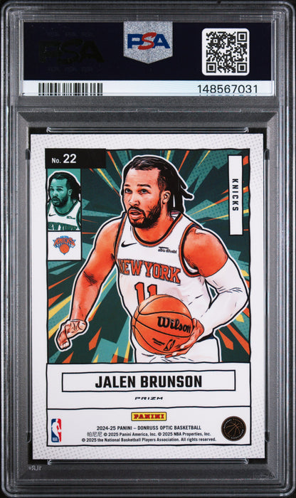 2024 Panini Donruss Optic Net Marvels Holo Fast Break #22 Jalen Brunson PSA 9