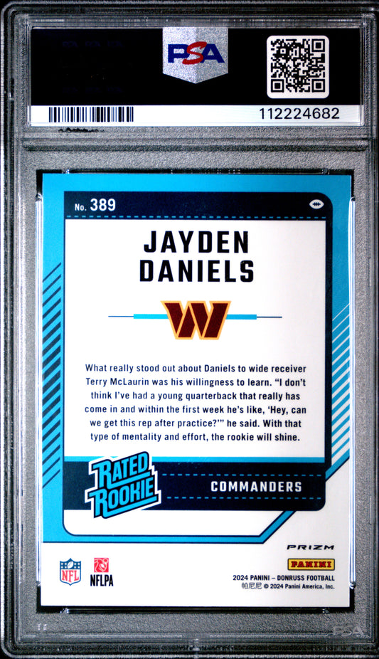 2024 Panini Donruss Optic Preview Pink Jayden Daniels #389 PSA 10