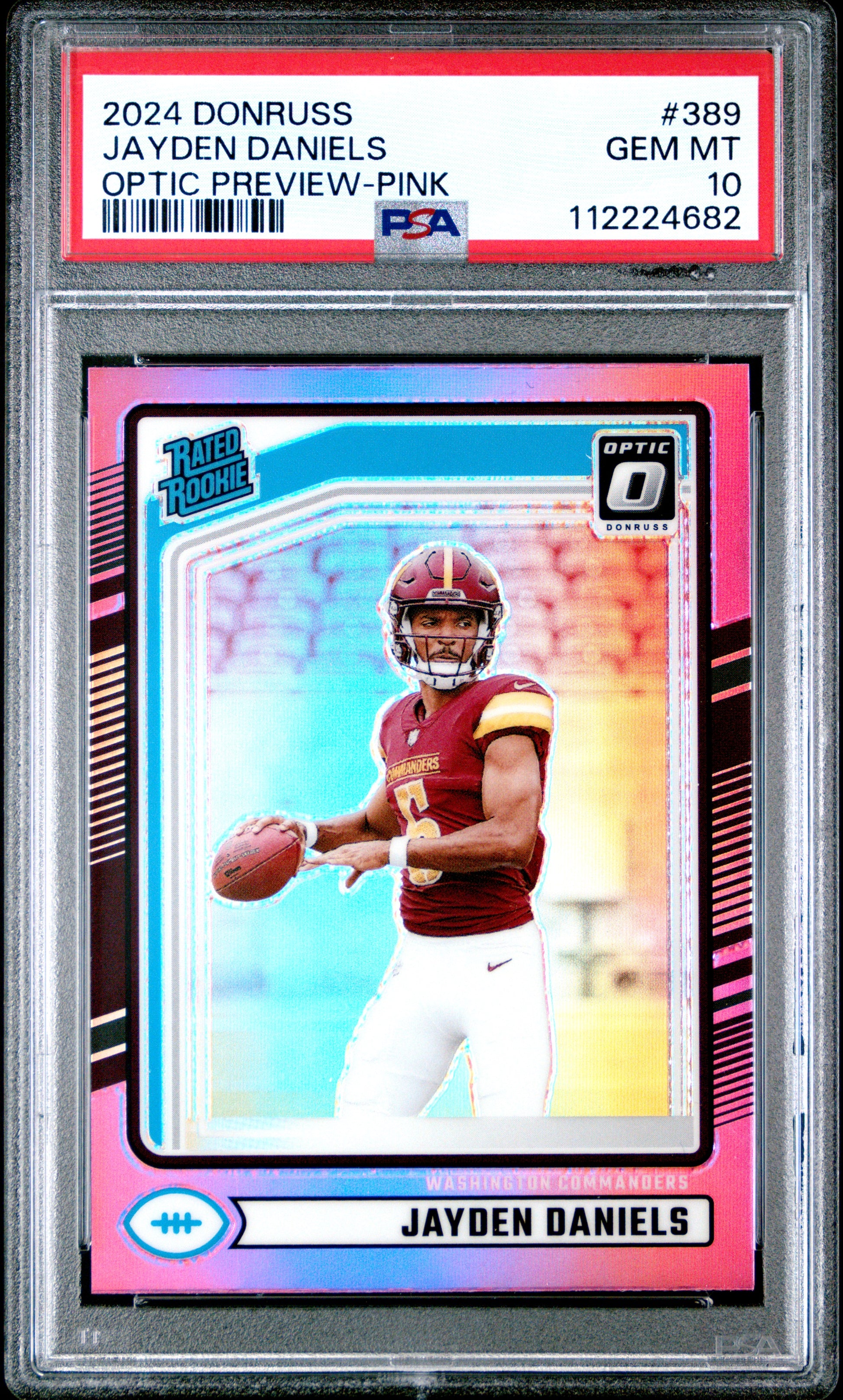 2024 Panini Donruss Optic Preview Pink Jayden Daniels #389 PSA 10