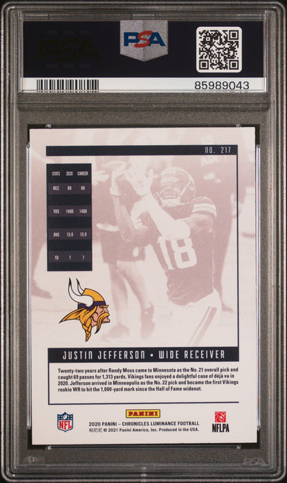 2020 Panini Chronicles Luminance #217 Justin Jefferson PSA 10