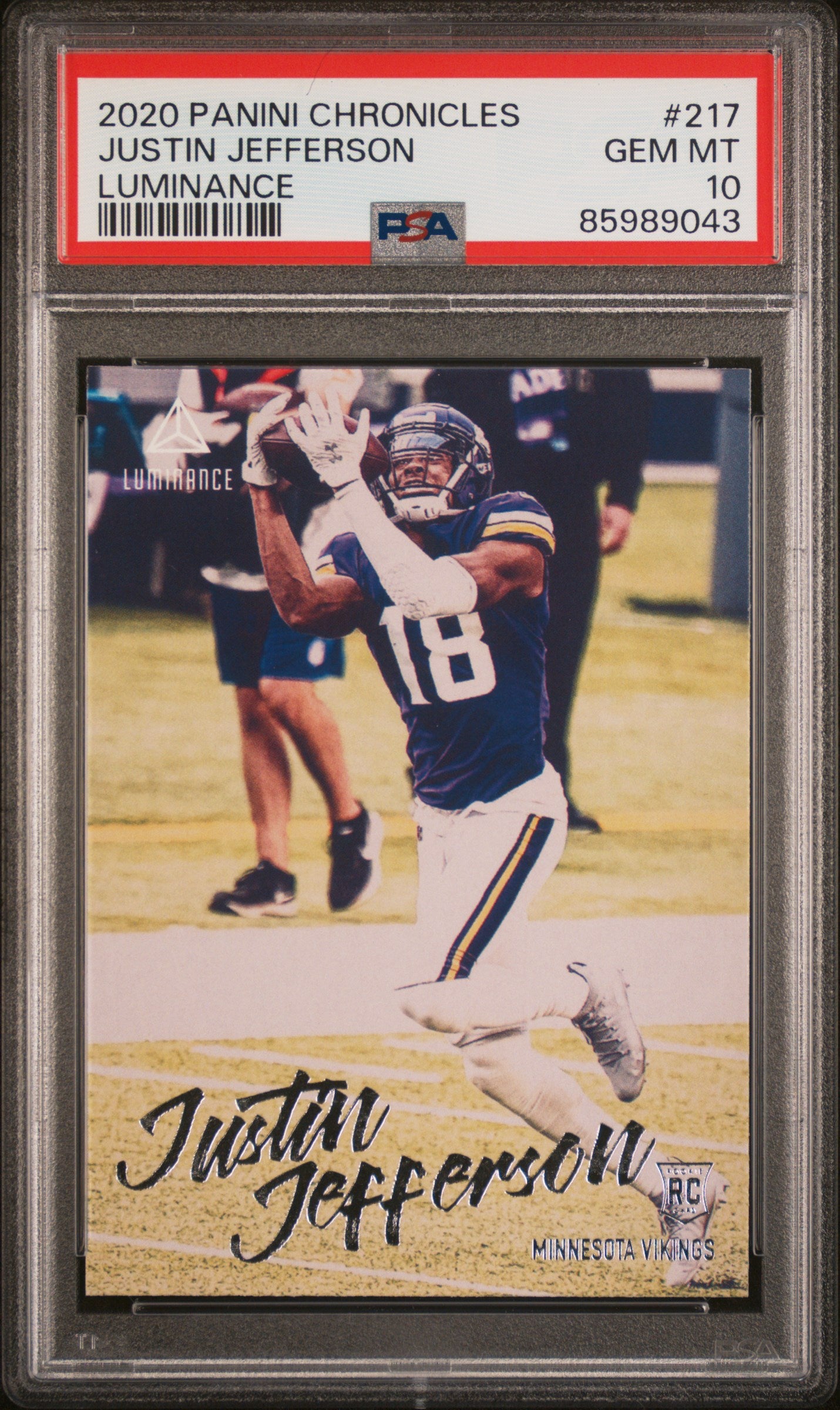 2020 Panini Chronicles Luminance #217 Justin Jefferson PSA 10