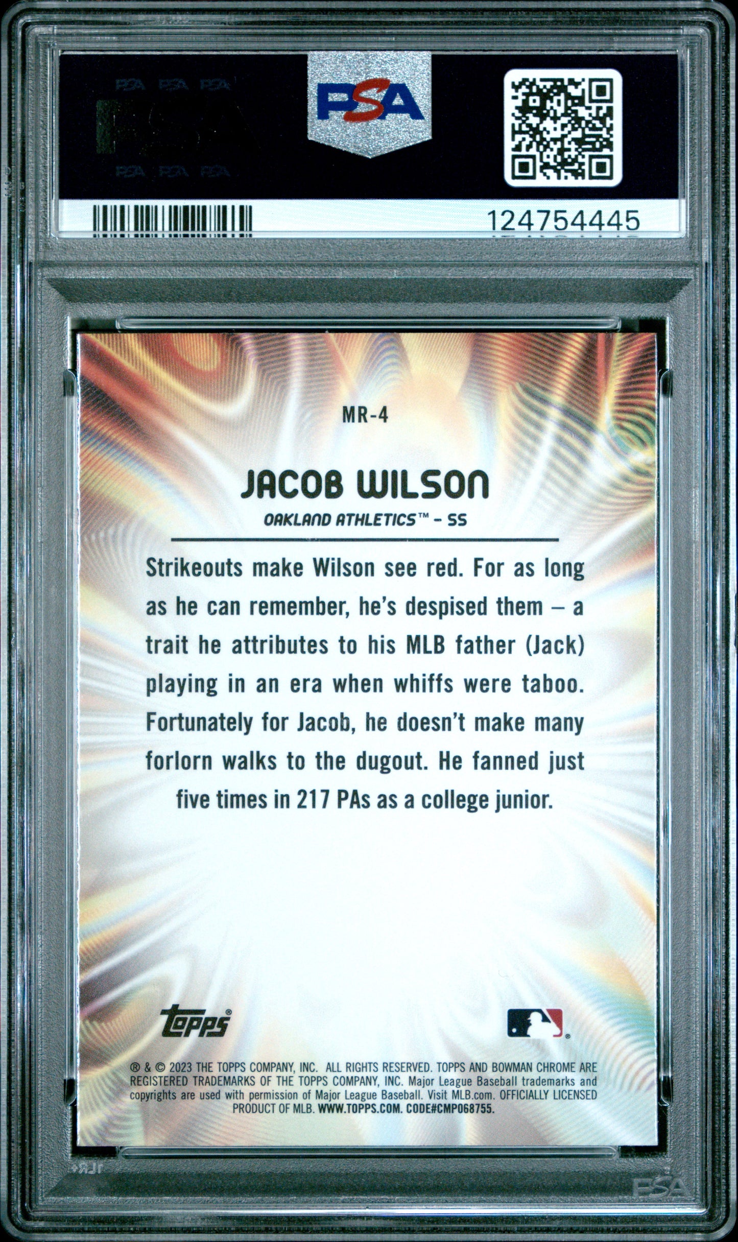 2023 Bowman Draft Mood Ring Jacob Wilson #MR4 PSA 10