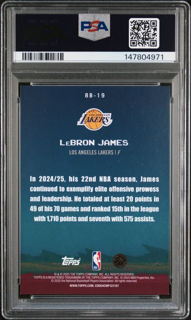 2025 Topps 8 Bit Ballers Holo Foil #8B-19 LeBron James PSA 8 - Back