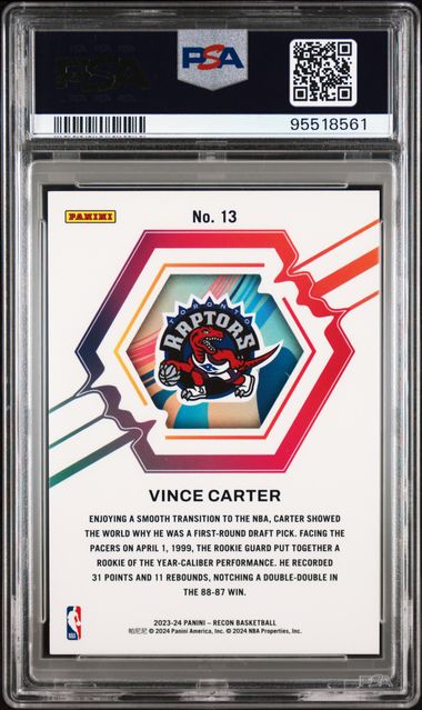 2023 Panini Recon Rookie Review Gold /10 #13 Vince Carter PSA 10 - Back