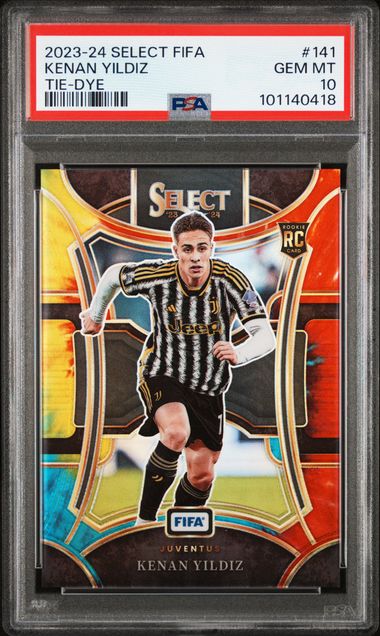 2023-24 Panini Select FIFA Tie-Dye Kenan Yildiz Rookie Card PSA 10