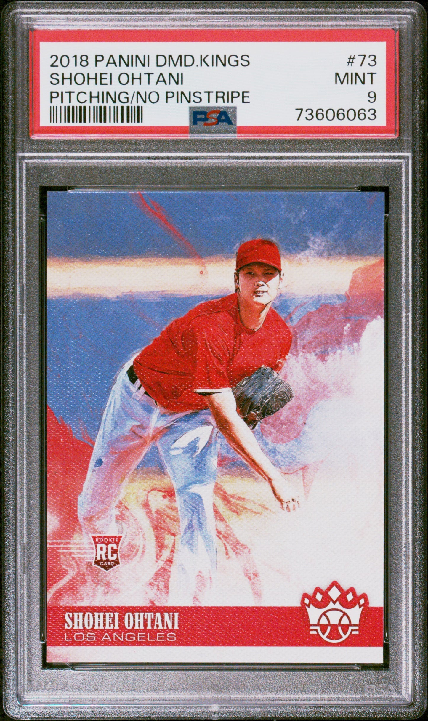 2018 Panini Diamond Kings Pitching No Pinstripe #73 Shohei Ohtani PSA 9
