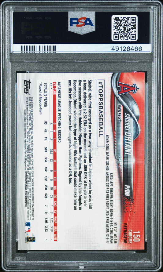 2018 Topps Chrome Pitching Refractor Shohei Ohtani #150 PSA 10
