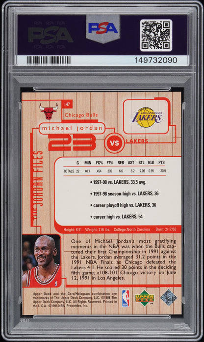 1998 Upper Deck MJ Living Legend The Jordan Files #147 Michael Jordan PSA 10