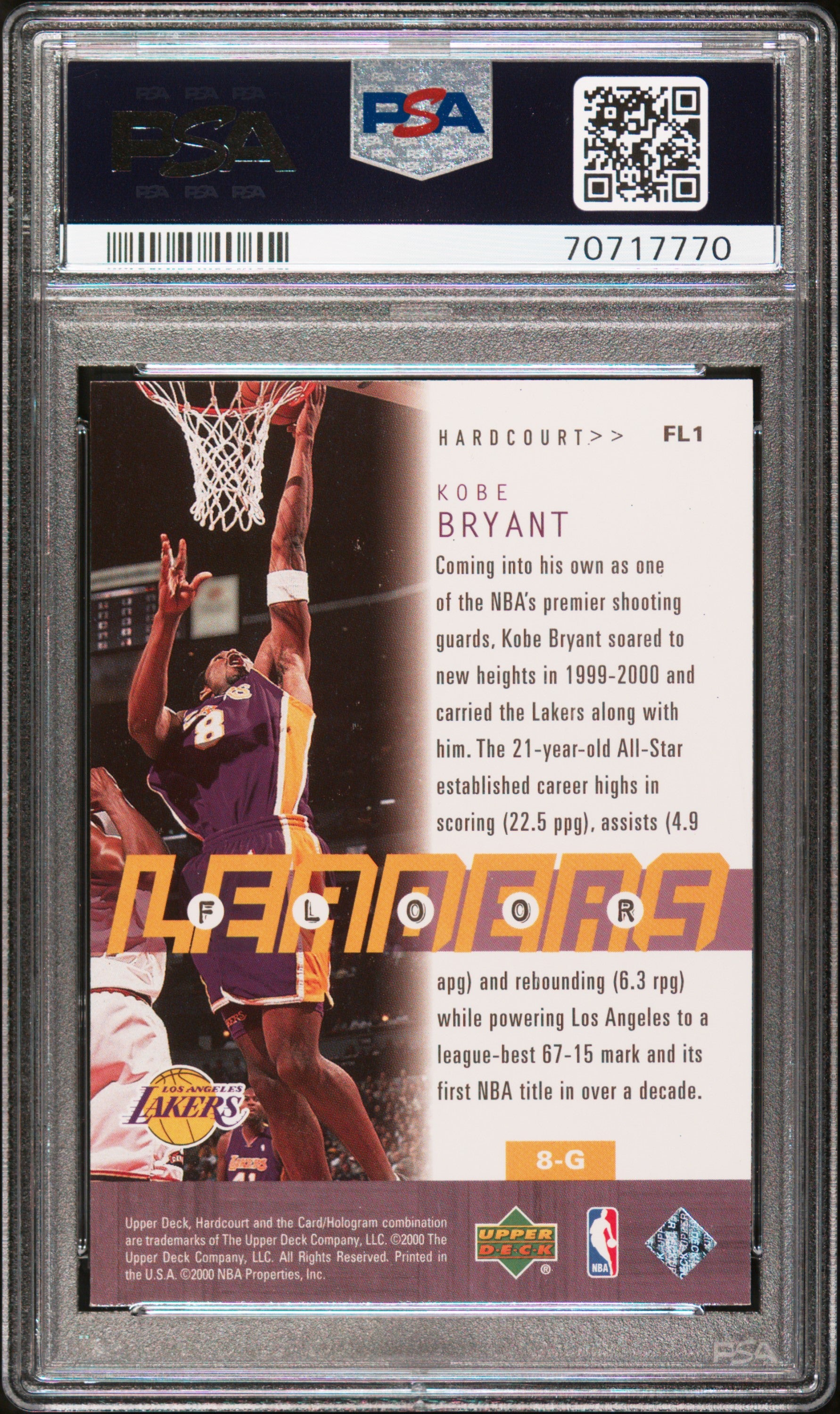 2000 Upper Deck Hardcourt Floor Leaders #FL1 Kobe Bryant PSA 8