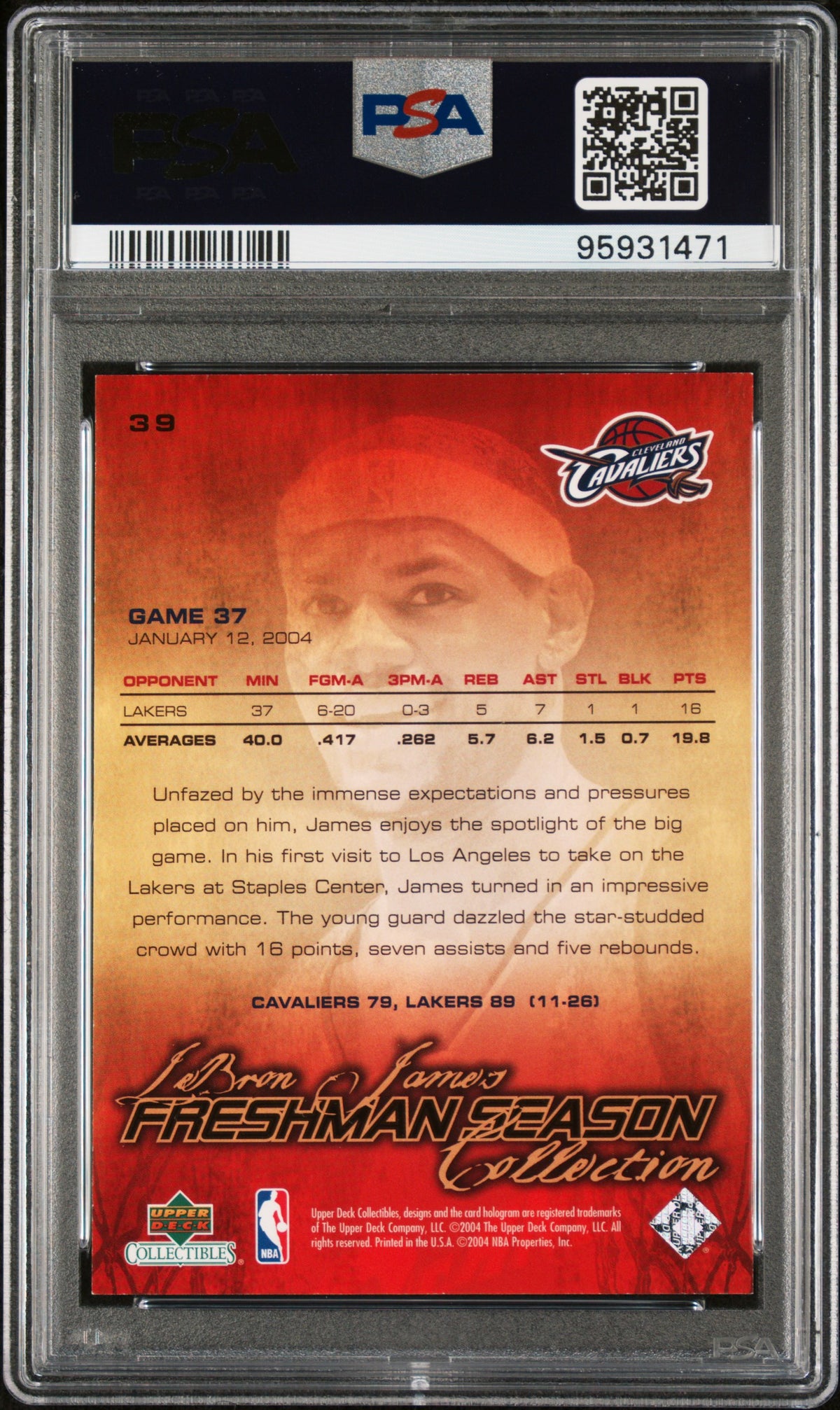 2003 Upper Deck Collectibles Freshman Season #39 LeBron James PSA 8