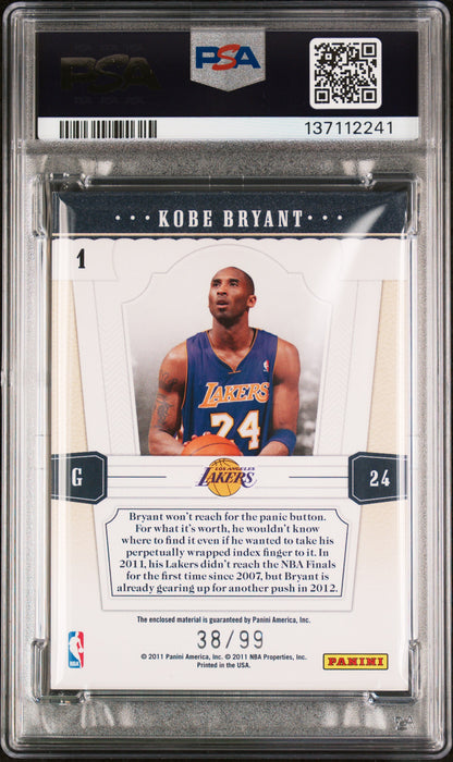 2010 Panini Playoff National Treasures Timeline Materials /99 #1 Kobe Bryant PSA 8