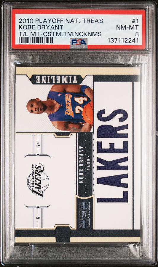 2010 Panini Playoff National Treasures Timeline Materials /99 #1 Kobe Bryant PSA 8