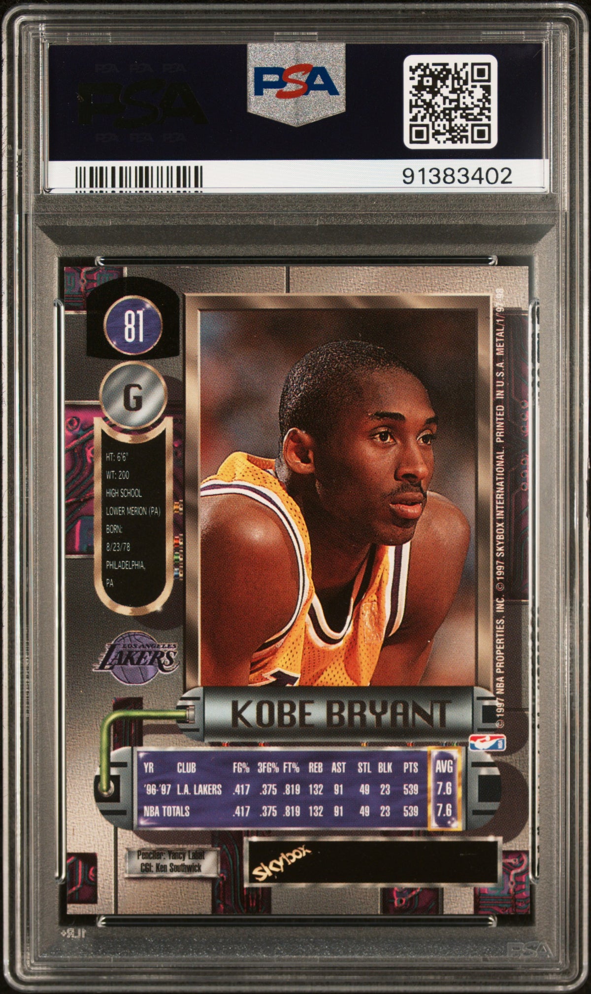 1997 Metal Universe #81 Kobe Bryant PSA 8