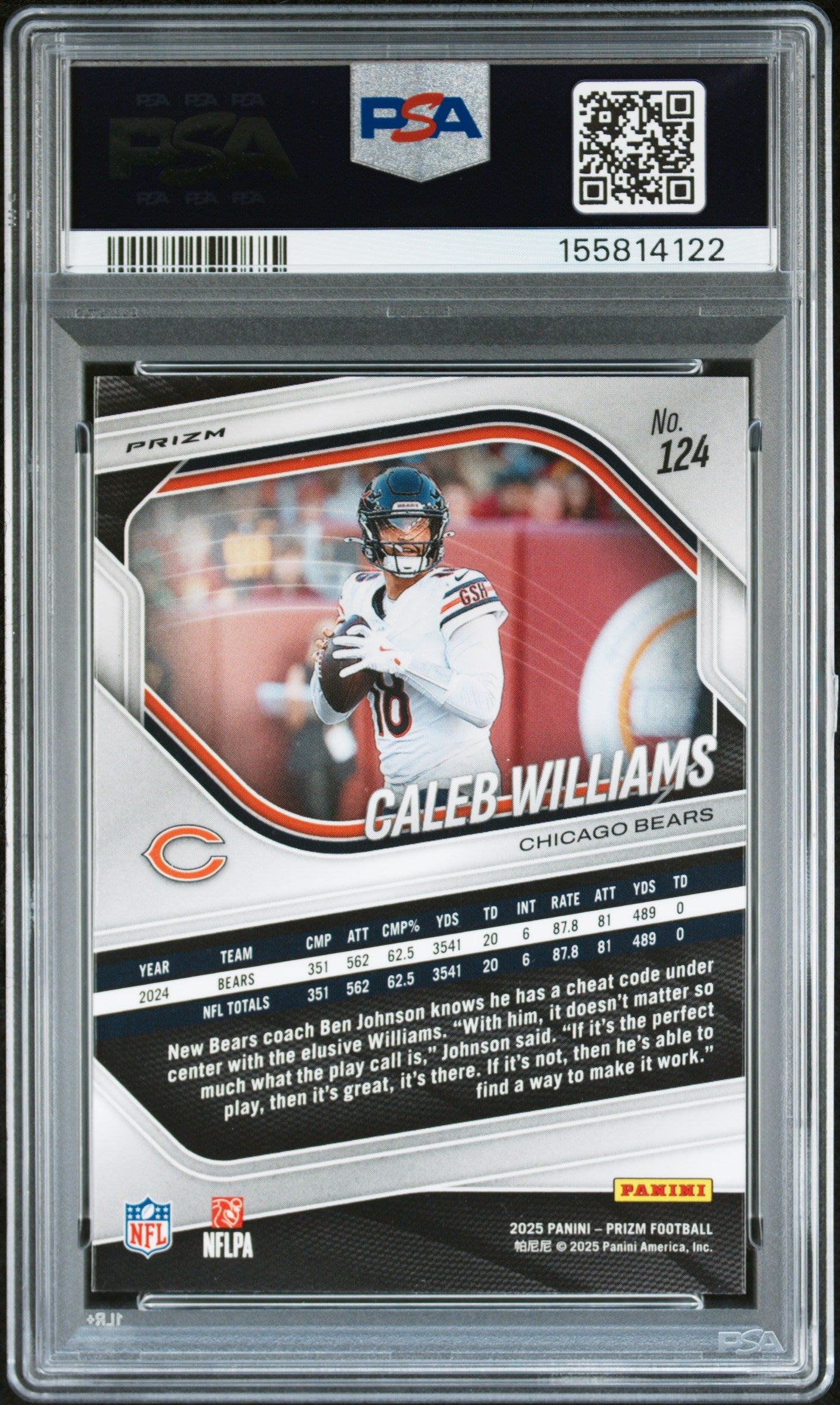 2025 Panini Prizm Lazer Prizm #124 Caleb Williams PSA 10