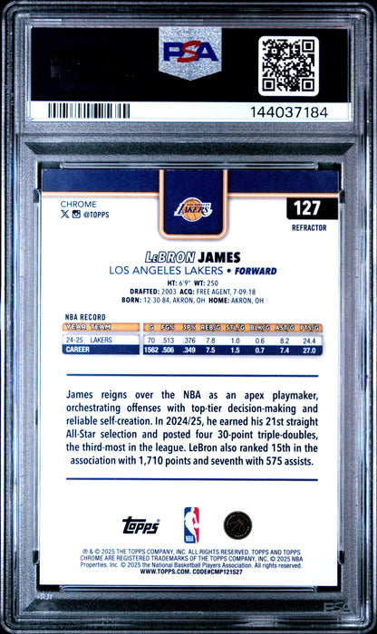 2025 Topps Chrome Refractor #127 LeBron James PSA 10