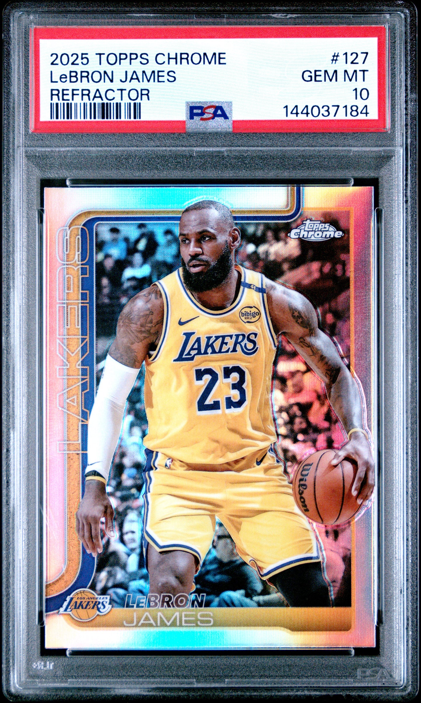 2025 Topps Chrome Refractor #127 LeBron James PSA 10