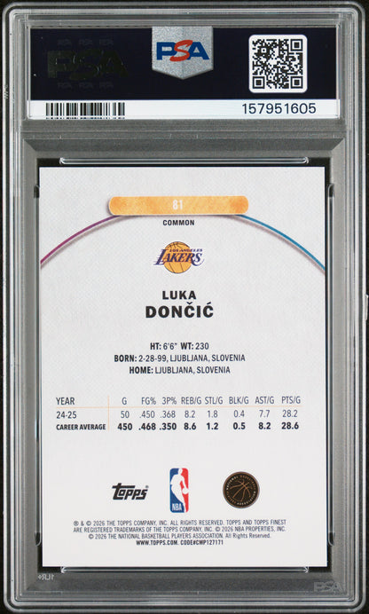 2025 Topps Finest Gold Geometric /50 #81 Luka Doncic PSA 8