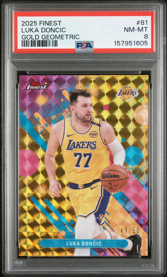 2025 Topps Finest Gold Geometric /50 #81 Luka Doncic PSA 8