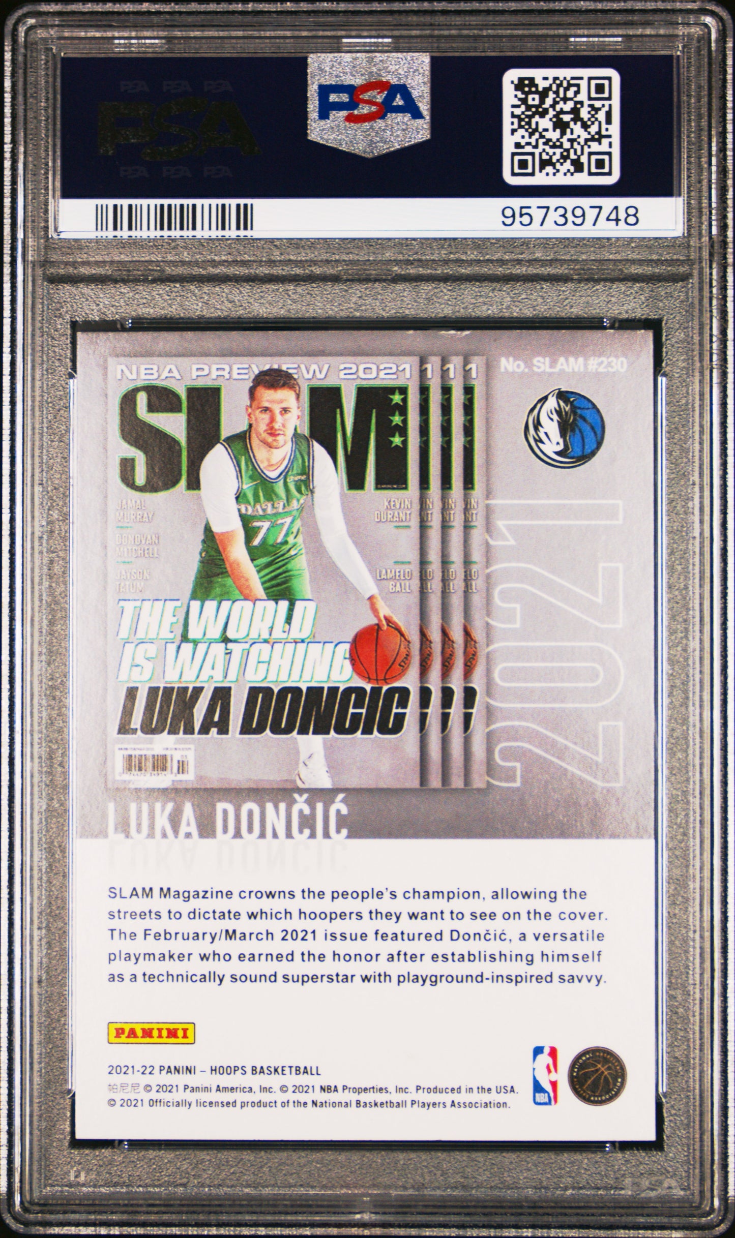 2021 Panini NBA Hoops Slam Holo #230 Luka Doncic PSA 10