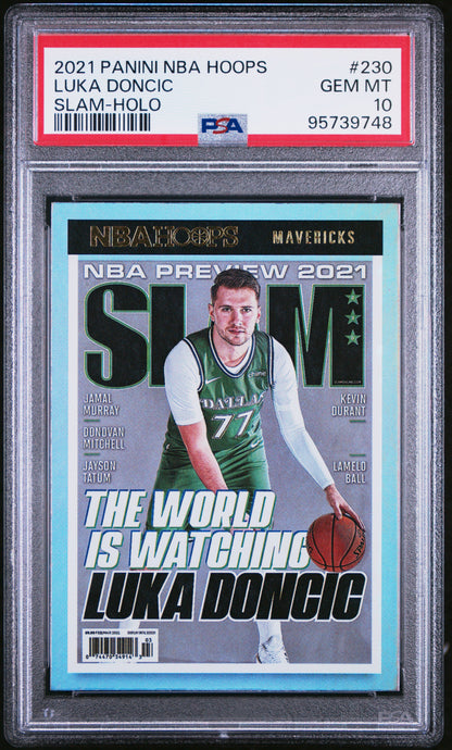 2021 Panini NBA Hoops Slam Holo #230 Luka Doncic PSA 10