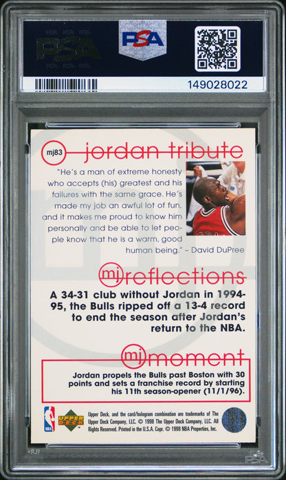 1998 Upper Deck Jordan Tribute MJ Reflections #MJ83 Michael Jordan PSA 8